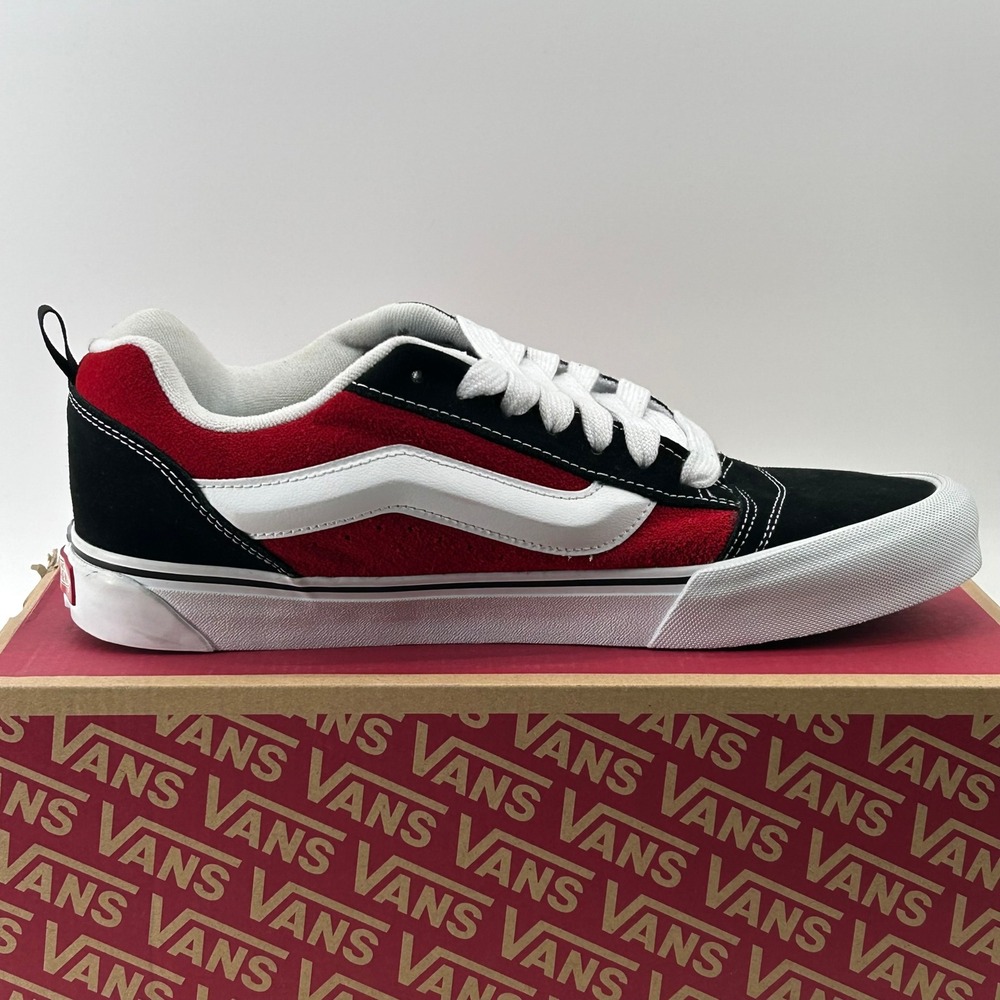 Vans Knu Skool Mens 13 Red True White Black Suede Chunky Skate Shoes New